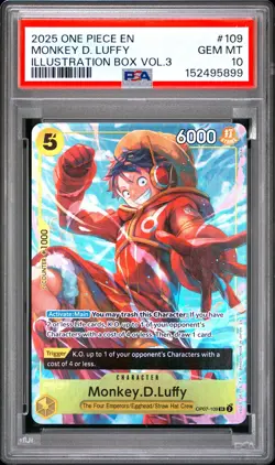2025 ONE PIECE PROMOS ILLUSTRATION BOX VOL.3 #109 MONKEY D. LUFFY PSA 10 - Image 1