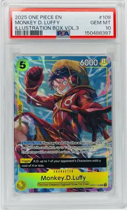 2025 One Piece Illustration Box Vol.3 Promo Monkey D. Luffy #109 PSA 10 GEM MINT - Image 1