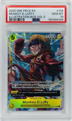 2025 One Piece Illustration Box Vol.3 Promo Monkey D. Luffy #109 PSA 10 GEM MINT - Image 1