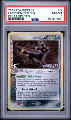 PSA 8 Umbreon Reverse Holo 17/113 Delta Species Pokemon Card - Image 1