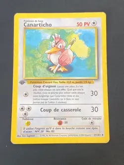 CARTE POKEMON CANARTICHO 27/102 EDITION 1 FR SET DE BASE PEU COMMUNE - TBE - Image 1