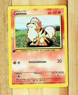 Carte Pokemon Caninos 28/102 - Set de Base Edition 1 Wizards Fr rare - Image 1