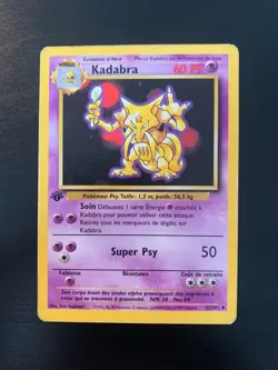 Carte Pokemon : Kadabra 32/102 Edition 1 Set de Base Wizards Francaise - Image 1