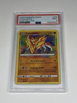 PSA 9 MINT 2020 Pokemon Card SWSH Vivid Voltage Zamazenta Amazing Rare 102/185 - Image 1