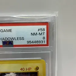 1999 Pokemon Card Shadowless Base Set PIKACHU Red Cheeks #58 PSA 8 Graded - Image 3