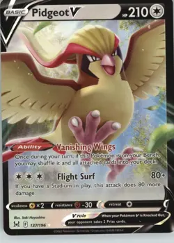 Pidgeot V 137/196 Holo V Rare Lost Origin Pokemon Near Mint - Image 1