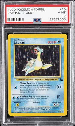 1999 POKEMON FOSSIL #10 LAPRAS-HOLO PSA 9 - Image 1
