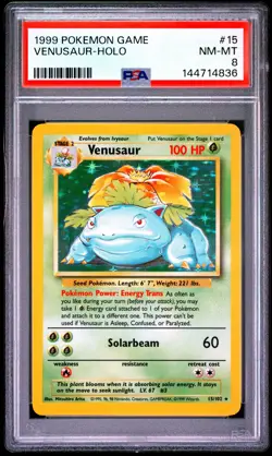 1999 POKEMON GAME #15 VENUSAUR-HOLO PSA 8 - Image 1