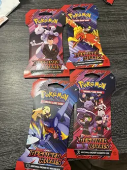 TCG Destined Rivals Sleeved Booster Packs Pokemon Artwork Set Of 4 New Sealed - Image 1