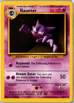 Pokemon Card - Haunter 29/102 Base Set Unlimited Uncommon Moderately Played - Image 1