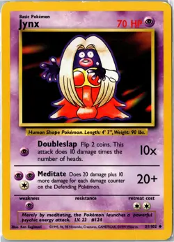 Pokemon Card - Jynx Base Set Unlimited 31/102 1999 Uncommon Damaged - Image 1