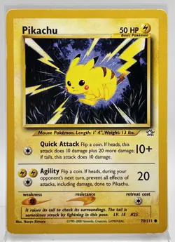 Pikachu 70/111 Pokemon Card Neo Genesis 2000 LP - Image 1