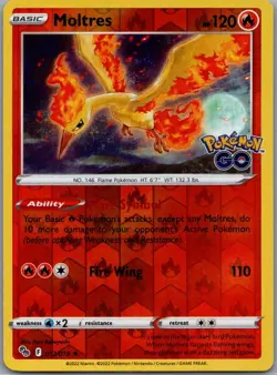 Moltres 012/078 Reverse Holo Pokemon GO LP-NM - Image 1