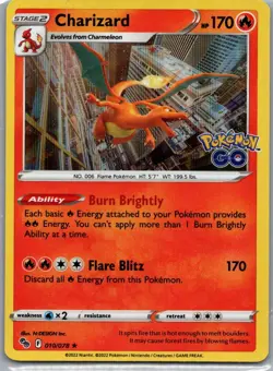 Charizard Holo Rare Reverse Holofoil Pokemon GO 010/078 - Image 1