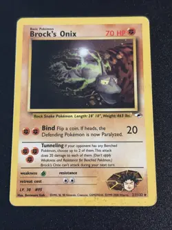 Pokemon Brock's Onix Gym Heroes Rare 21/132 70 HP Regular English 2000 - Image 1
