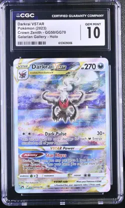Darkrai VSTAR GG50/GG70 Pokemon Crown Zenith CGC 10 - Image 1