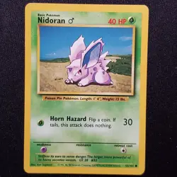 Nidoran M 55/102 Common Base Set Unlimited Pokemon Moderately Played - Image 1