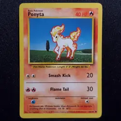 Ponyta 60/102 Common Base Set Unlimited Pokemon Heavily Played - Image 1