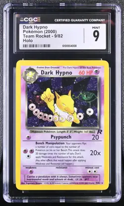 2000 POKEMON TEAM ROCKET #9 DARK HYPNO UNLIMITED HOLO -VINTAGE- ⭐CGC 9 MINT⭐ - Image 1