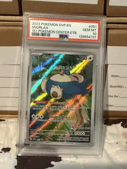 2023 POKEMON SVP EN-SV POKEMON CENTER STAMP BLACK STAR PROMO #051 SNORLAX PSA 10 - Image 4