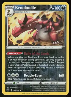 Krookodile 113/195 Holo Rare Silver Tempest Pokemon Reverse Holo Near Mint - Image 1