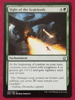 Magic The Gathering DRAGONS OF TARKIR SIGHT OF THE SCALELORDS green card MTG - Image 1