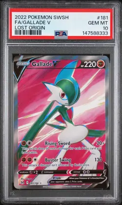 2022 POKEMON SWORD & SHIELD LOST ORIGIN #181 FULL ART/GALLADE V PSA 10 - Image 1