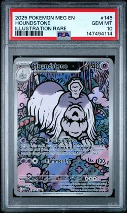 2025 POKEMON MEG EN-MEGA EVOLUTION ILLUSTRATION RARE #145 HOUNDSTONE PSA 10 - Image 1