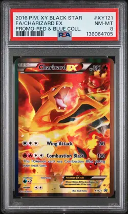 2016 Pokemon Xy Black Star Promo Charizard EX Promo-Red & Blue PSA 8 #XY121 - Image 1