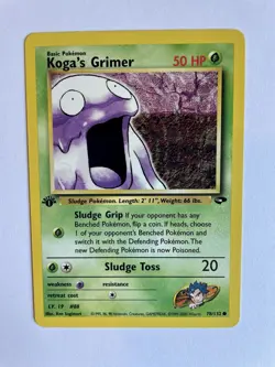 Pokemon Card 2000 Koga's Grimer 78/132 1st Edition Gym Challenge NM-M - Image 1