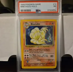 1999 POKEMON BASE SET UNLIMITED #12 NINETALES-HOLO PSA 7 - Image 1
