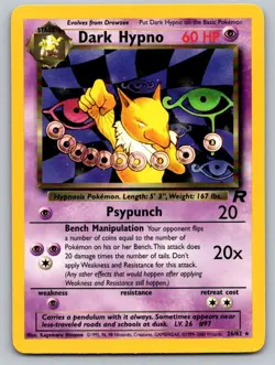 Dark Hypno 26/82 Rare Team Rocket Pokemon Unlimited Lightly Played - Image 1