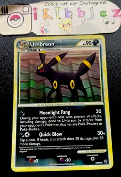 Umbreon 10/90 LP Reverse Holo Foil Rare Pokemon Card. Free Tracked Shipping! - Image 1