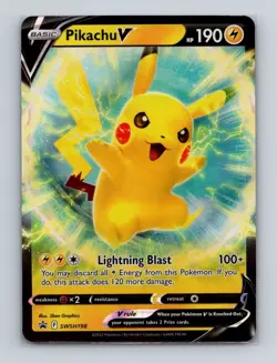 Pikachu V SWSH198 2022 Pokemon Sword & Shield Black Star Promo Card NM+ (a) - Image 1