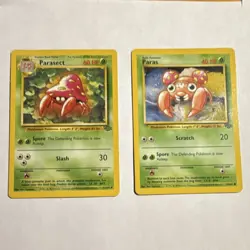 Pokemon TCG Paras & Parasect Base Set 1999 English 2 Card Lot - Lp/Mp - - Image 1