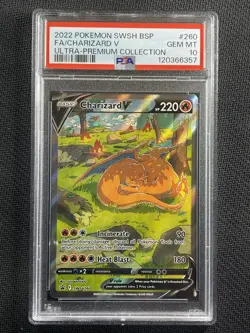 Pokemon Card PSA 10 GEM MT Charizard V UPC SWSH Black Star Promo Full Art #260 - Image 1