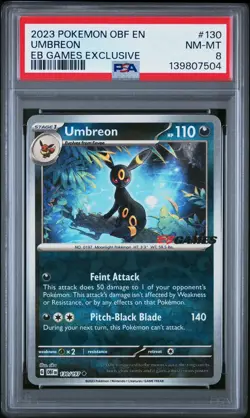 Umbreon 130/197 Reverse Holo EB Games Stamped Promo Pokemon TCG PSA 8 - Image 2