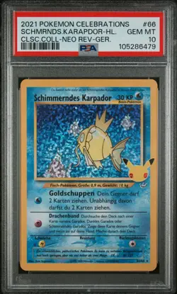2021 POKEMON #66 SHINING MAGIKARP CELEBRATIONS PSA 10 Mint 25. Jubilaum Deutsch - Image 1