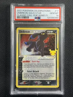 Pokemon Card PSA 10 GEM MT Umbreon Gold Star Celebrations SWSH 2021 17/17 - Image 1