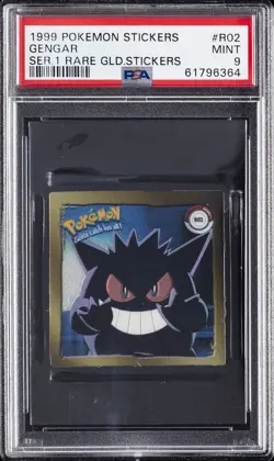 1999 POKEMON STICKERS SER 1 RARE GOLD STICKERS #R02 GENGAR PSA 9 - Image 1