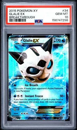 2015 Pokemon XY Breakthrough Glalie EX 34/162 #34 PSA 10 POP 17 - Image 1