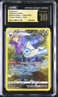 CGC 10 VAPOREON TG02/TG30 TRAINER GALLERY BRILLIANT STARS POKEMON PRISTINE - Image 1