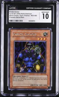 CGC 10 Kinetic Soldier Yugioh WC4-002 World Championship Holo Card Gem Mint 2004 - Image 1