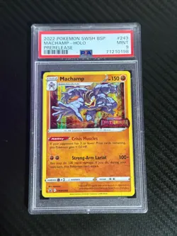 2022 POKEMON BLACK STAR PROMO PRERELEASE Machamp PSA 9 #243 Card - Image 1