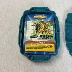 Vintage Blue and Pink Digimon Digivice & 6 Metal Trading Cards Taco Bell Bandai - Image 4