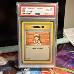 Pokemon TCG Bill Base Set Shadowless Trainer 91/102 PSA 10 1999 - Image 1