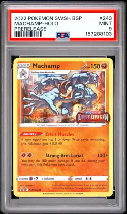 2022 POKEMON SWSH BLACK STAR PROMO PRERELEASE #243 MACHAMP-HOLO PSA 9 - Image 1
