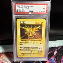 Pokemon 1999 Zapdos Base Set 16/102 Holo Rare English 1999 PSA 7 - Image 1