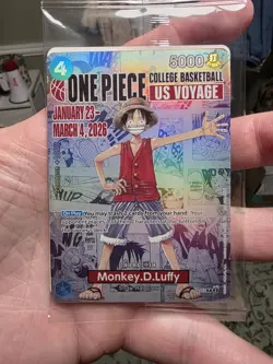 Luffy College Basketball Promo Card One Piece ORIGINAL PACKAGING SEALED - Image 1