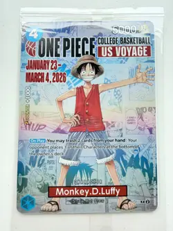 Monkey D. Luffy P-055 One Piece College Basketball US Voyage Sealed Heavy Played - Image 1